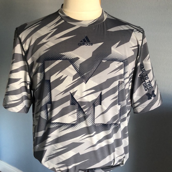 adidas Other - ADIDAS Gray Camo University of Michigan Men’s Athletic Workout Top Size L